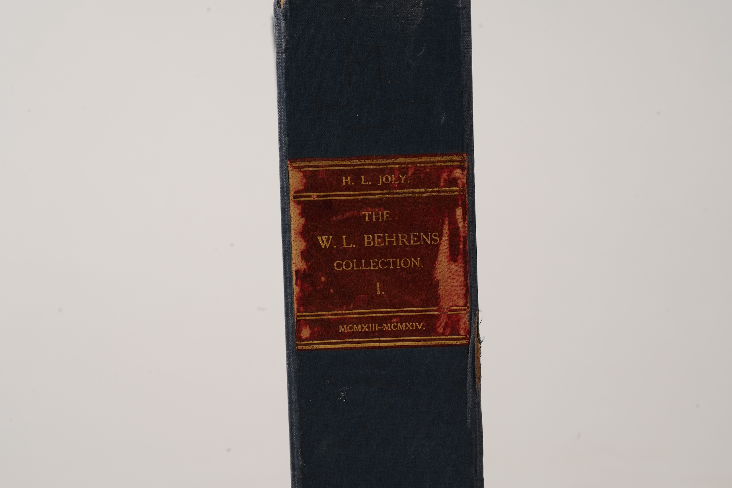 Henri L. Joly. 'W. L. Behrens Collection', four catalogues, Part I Netsuke, Part II Lacquer and Inro, Part III Sword Fittings, Glendening and Co., Ltd., MCMXIII-MCMXIV (1913-14), complete with prices obtained booklets